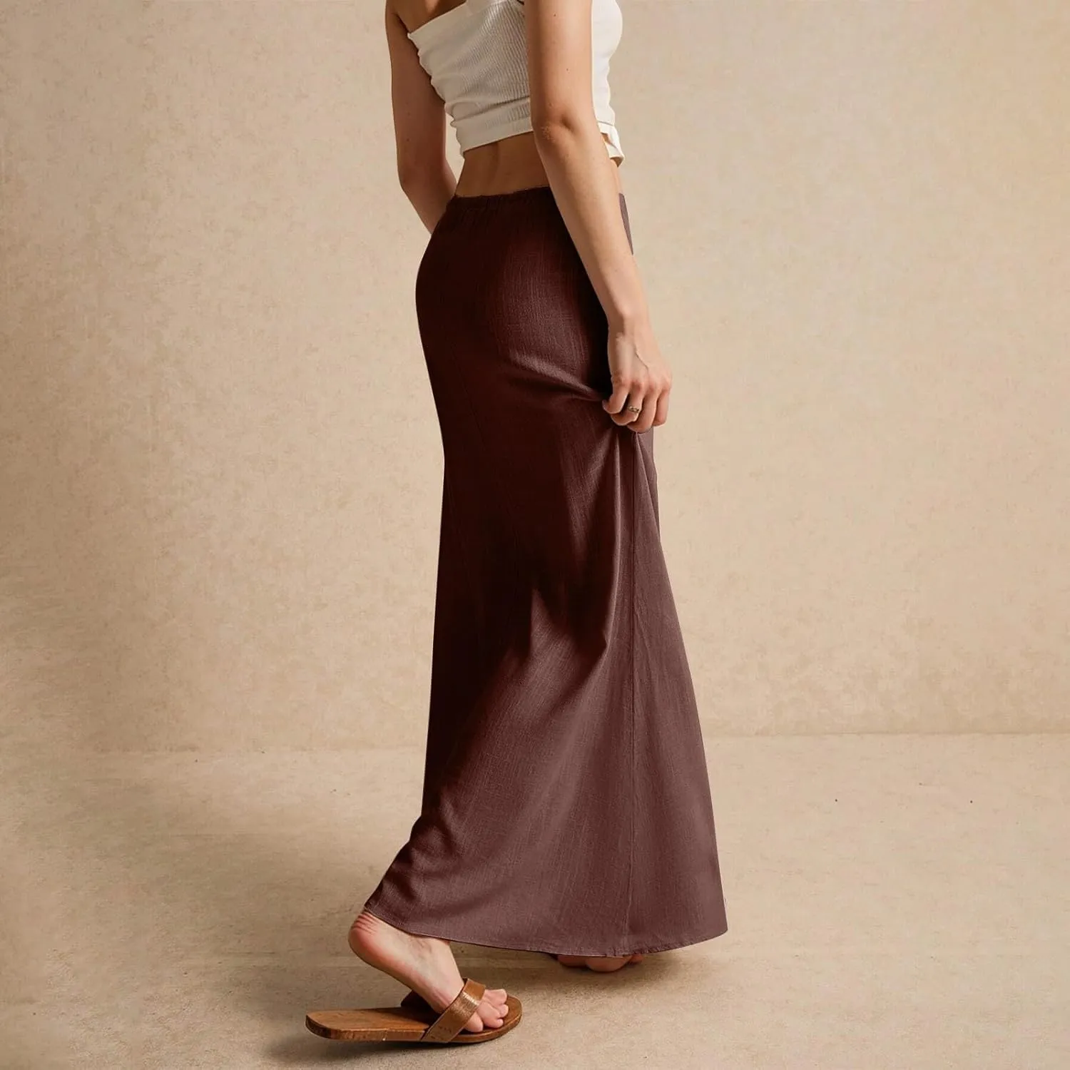 Long Skirts for Women Trendy Summer Comfy Drawstring Waist A Line Skirts Cute Vacation Boho Long Flowy Skirts