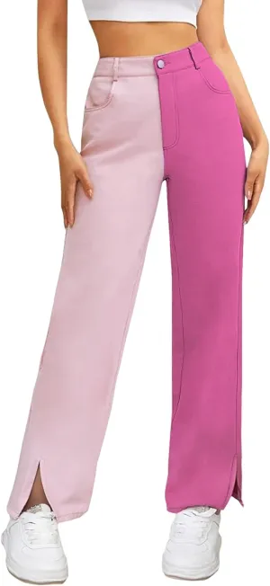 LONGBIDA Baggy Jeans for Women High Waisted Y2K Stretch Wide Leg Straight Jeans Casual Boyfriend Denim Pants