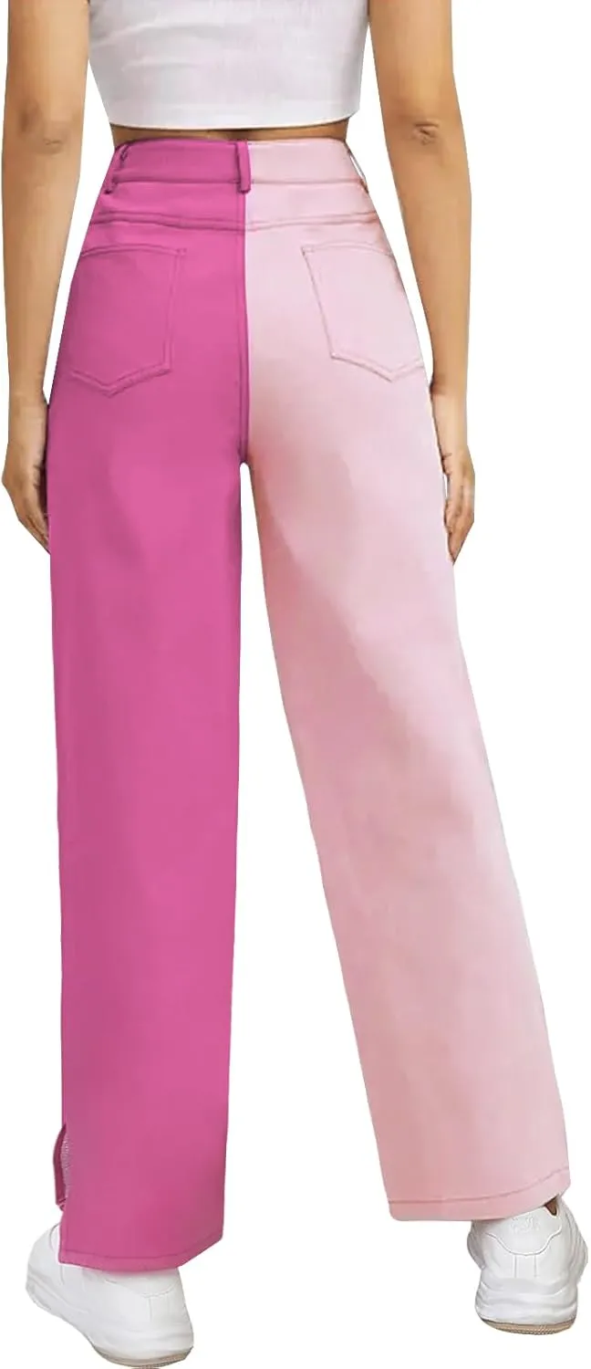 LONGBIDA Baggy Jeans for Women High Waisted Y2K Stretch Wide Leg Straight Jeans Casual Boyfriend Denim Pants