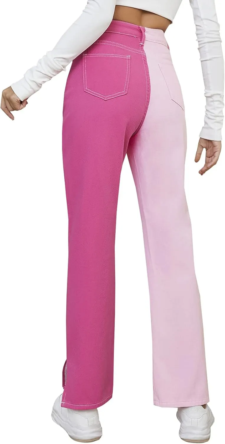 LONGBIDA Baggy Jeans for Women High Waisted Y2K Stretch Wide Leg Straight Jeans Casual Boyfriend Denim Pants