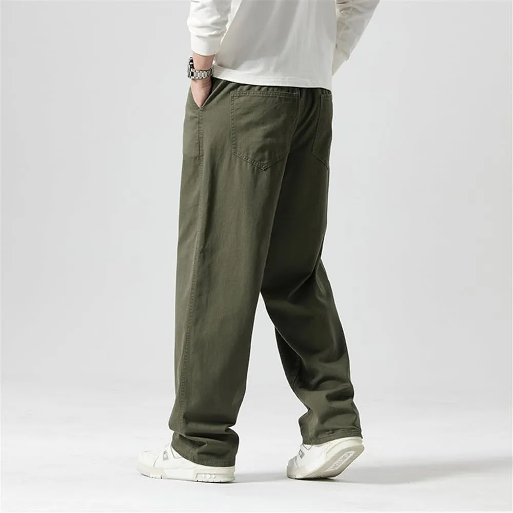 LUOBANIU Mens Straight-fit Cotton Linen Drawstring Pants Elastic Waist Jogger Trousers Loose Fit Baggy Casual Pants