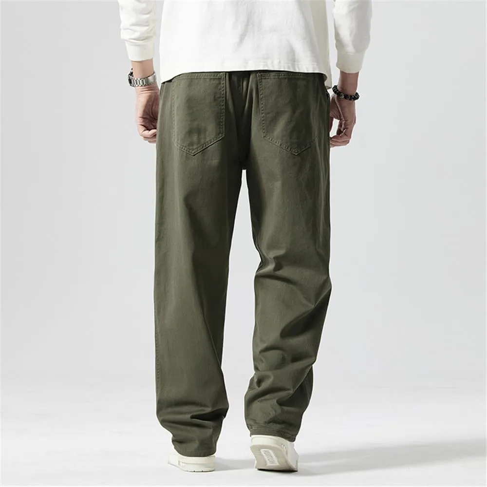 LUOBANIU Mens Straight-fit Cotton Linen Drawstring Pants Elastic Waist Jogger Trousers Loose Fit Baggy Casual Pants