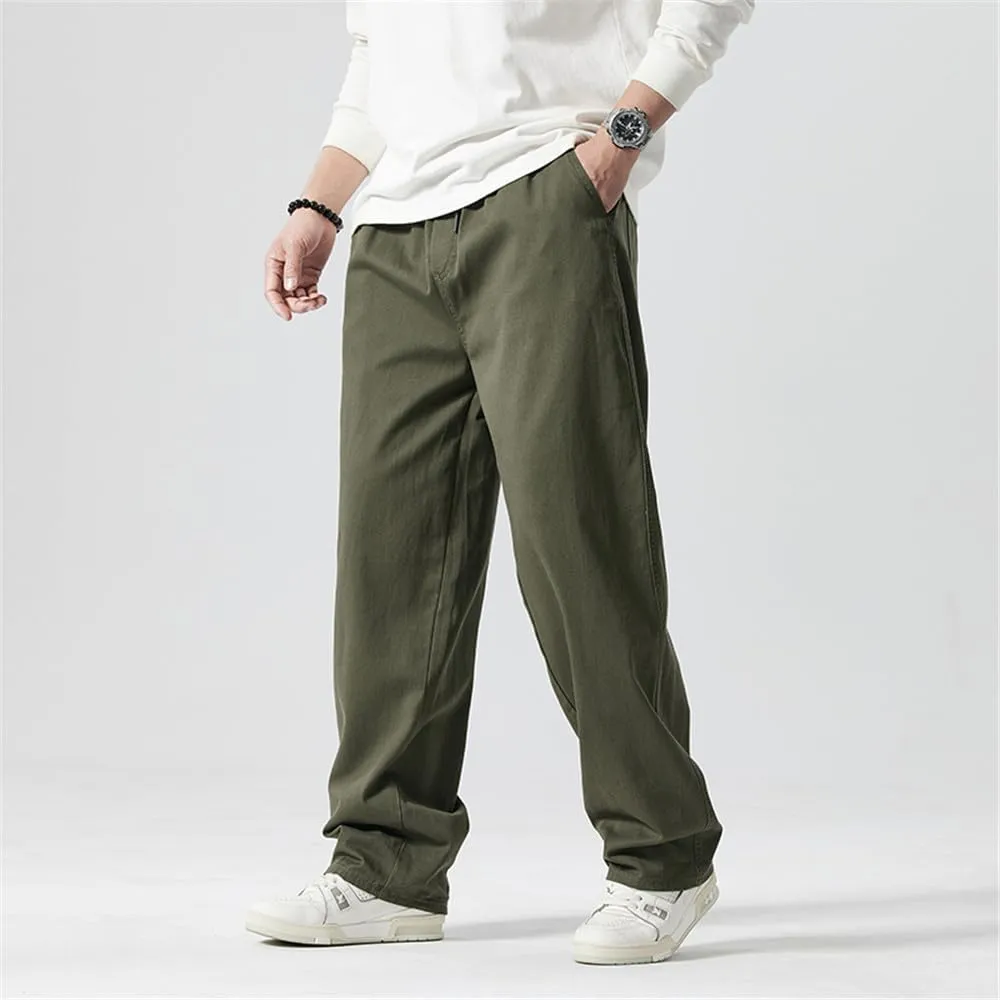 LUOBANIU Mens Straight-fit Cotton Linen Drawstring Pants Elastic Waist Jogger Trousers Loose Fit Baggy Casual Pants