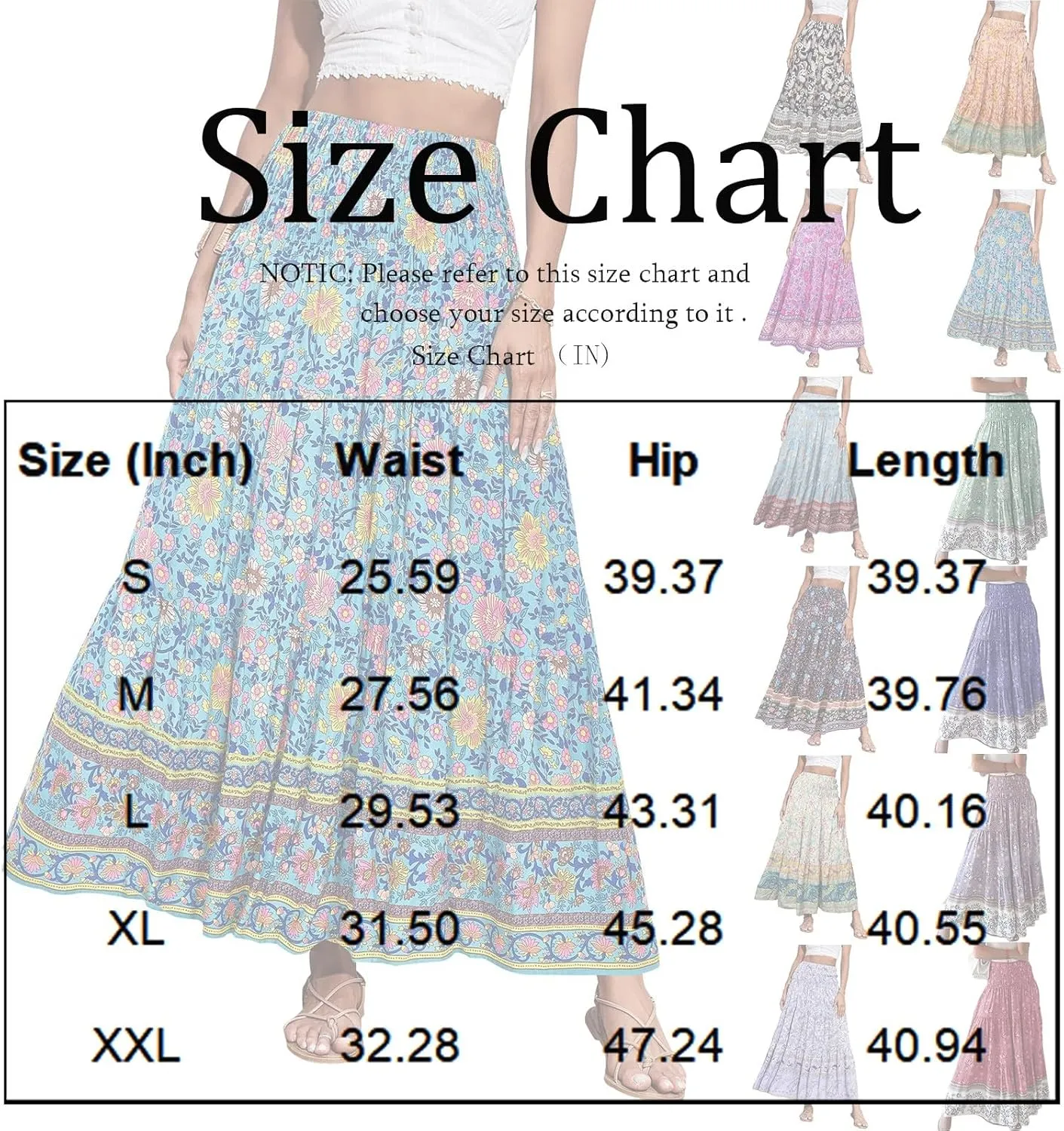 Maxi Skirts for Women 2025 Summer Drawstring High Waisted A-Line Skirts Work Layered Tiered Smocked Skirt Long