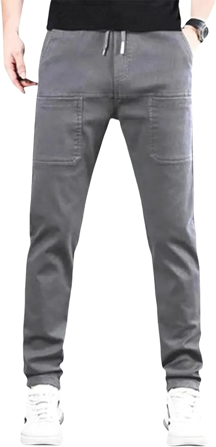 Men Cargo Pants with Pockets,Multi Pocket Cargo Pants for Men,Multipants,Stretch Cargo Pants (Light Gray,L)