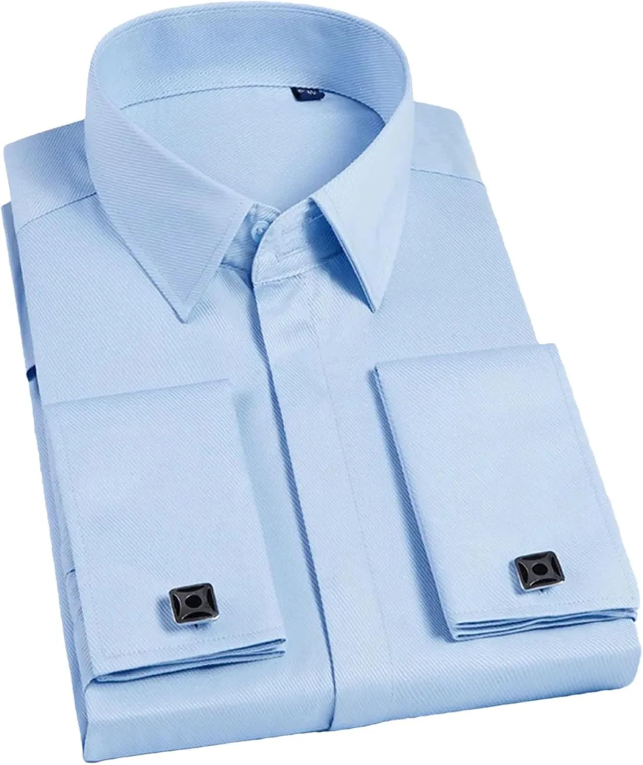 Men French Cufflinks Shirt Long Sleeve Casual Male Shirts Solid Color Slim Fit Cuff Dress Shirts