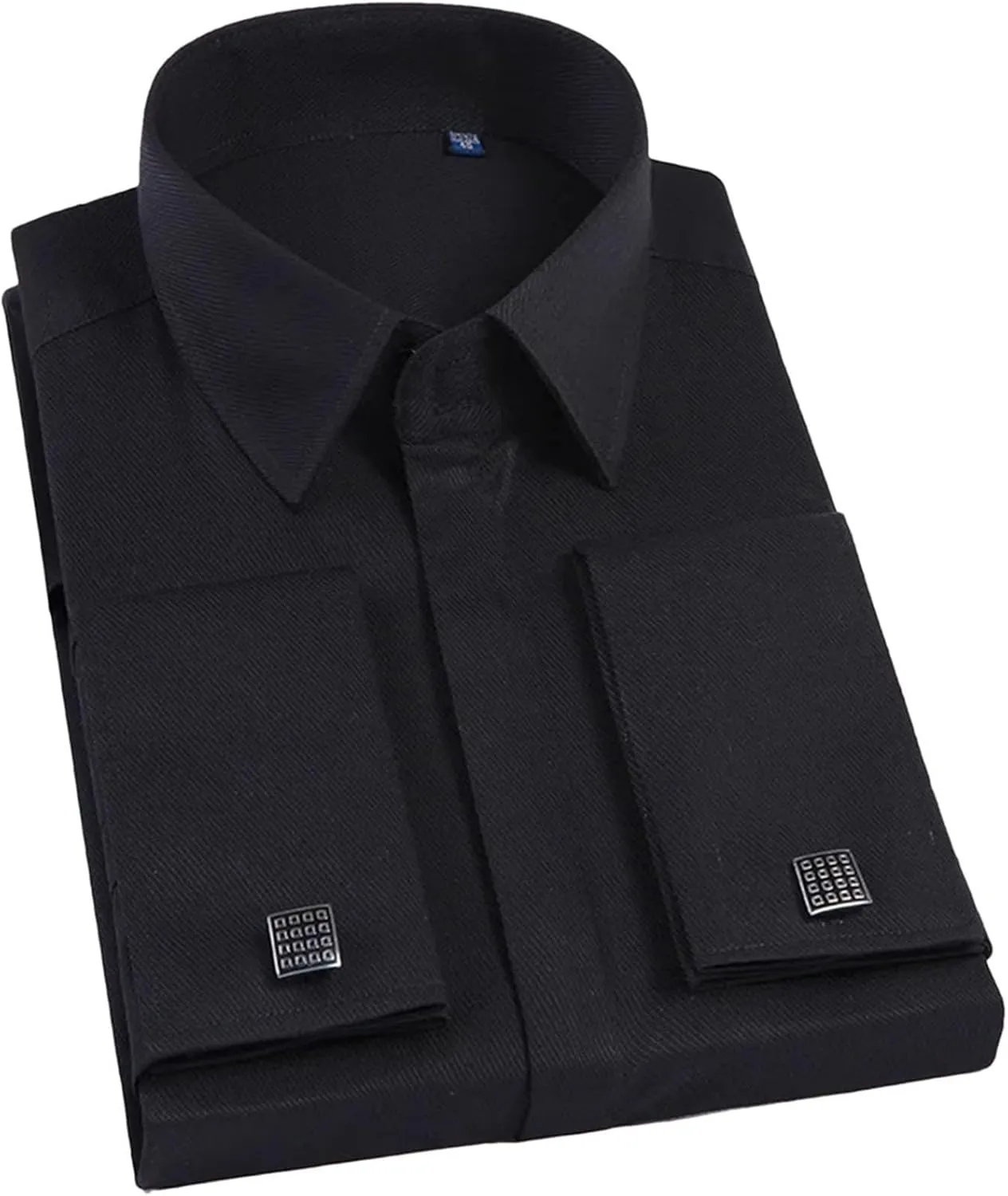 Men French Cufflinks Shirt Long Sleeve Casual Male Shirts Solid Color Slim Fit Cuff Dress Shirts