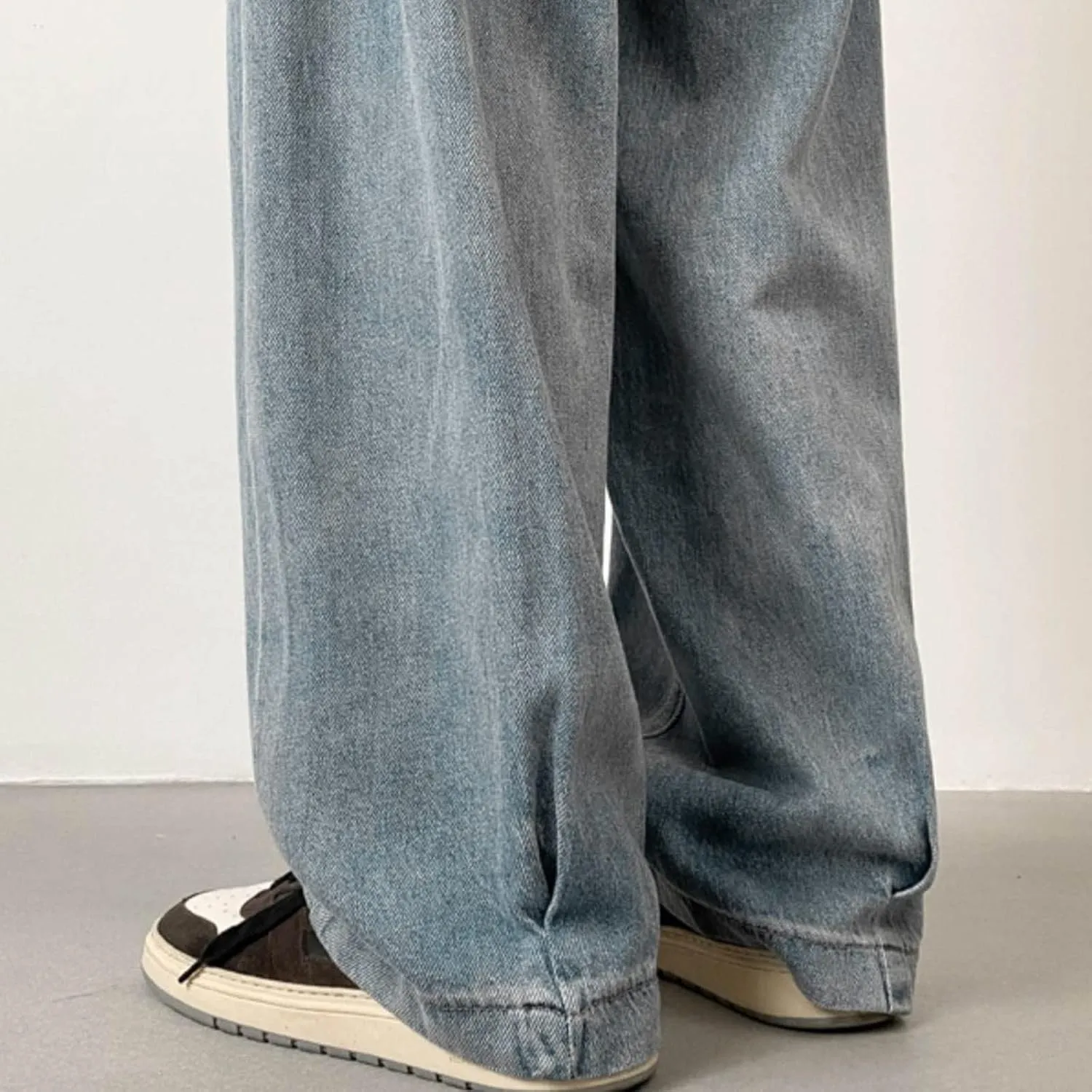 Men Jeans Baggy Y2k Wide Legs Denim Pants Stylish Hip Hop Straight Leg Jeans High Street Streetwear Summer Trousers