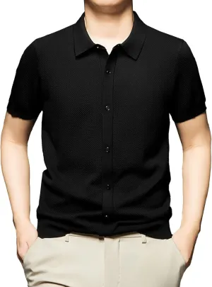 Men Small Checked Print Lapel Shirt Trendy Individuality Simple Cardigan Tops Summer Single Breasted Casual Shirts