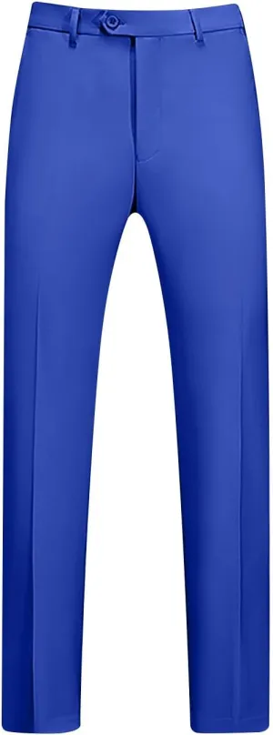 Men Suit Pants Solid Straight Barrel Pockets Casual Pants Height Trimming Party Pants Button Down Suit Pants