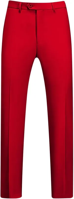 Men Suit Pants Solid Straight Barrel Pockets Casual Pants Height Trimming Party Pants Button Down Suit Pants