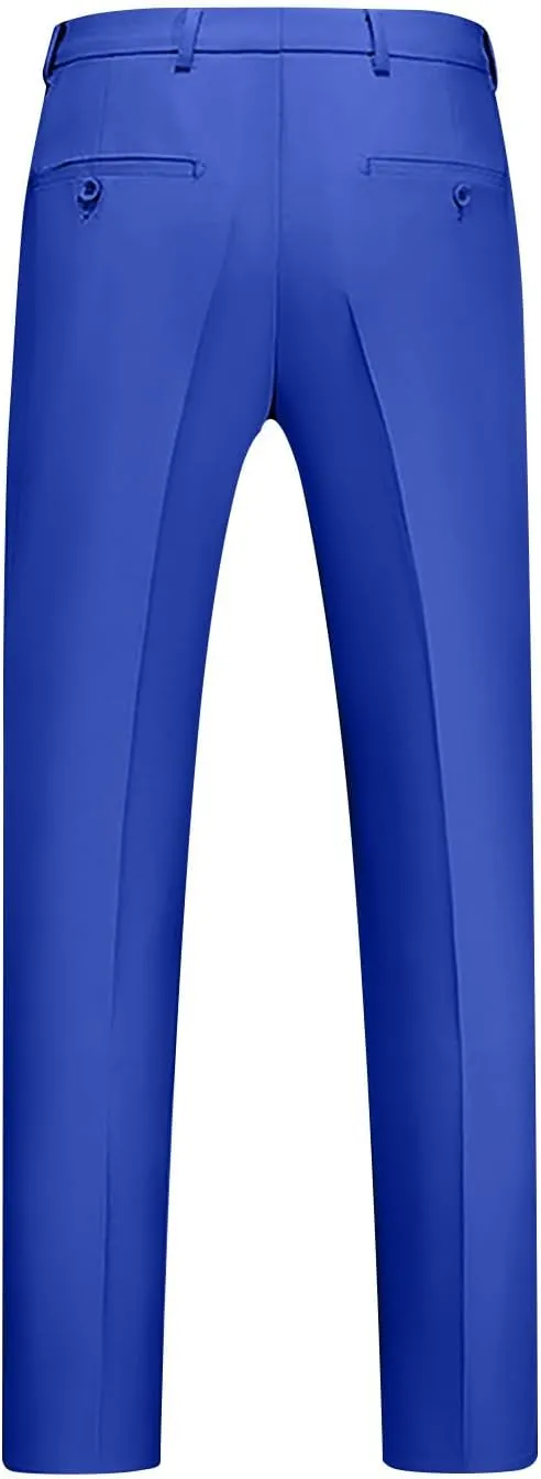 Men Suit Pants Solid Straight Barrel Pockets Casual Pants Height Trimming Party Pants Button Down Suit Pants