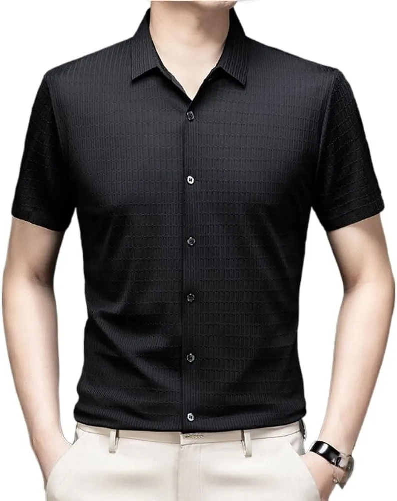 Men Summer Short Sleeve Shirt Solid Color Comfortable Breathable Lightweight Versatile Casual Shirts for Men