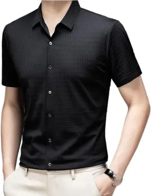Men Summer Short Sleeve Shirt Solid Color Comfortable Breathable Lightweight Versatile Casual Shirts for Men