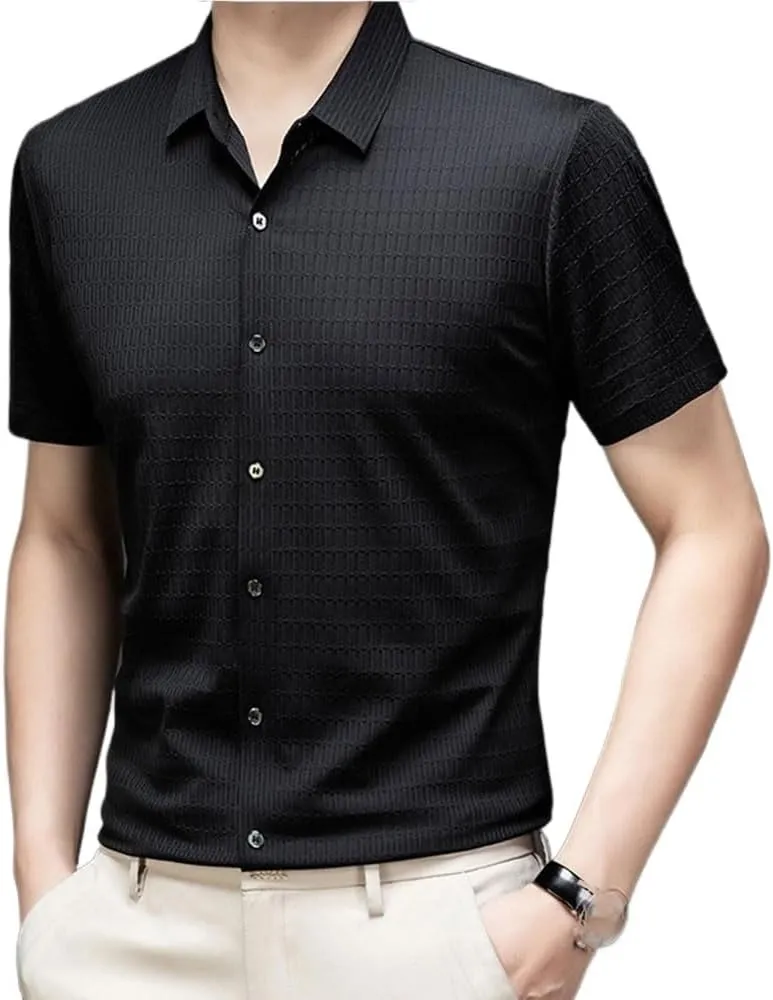 Men Summer Short Sleeve Shirt Solid Color Comfortable Breathable Lightweight Versatile Casual Shirts for Men