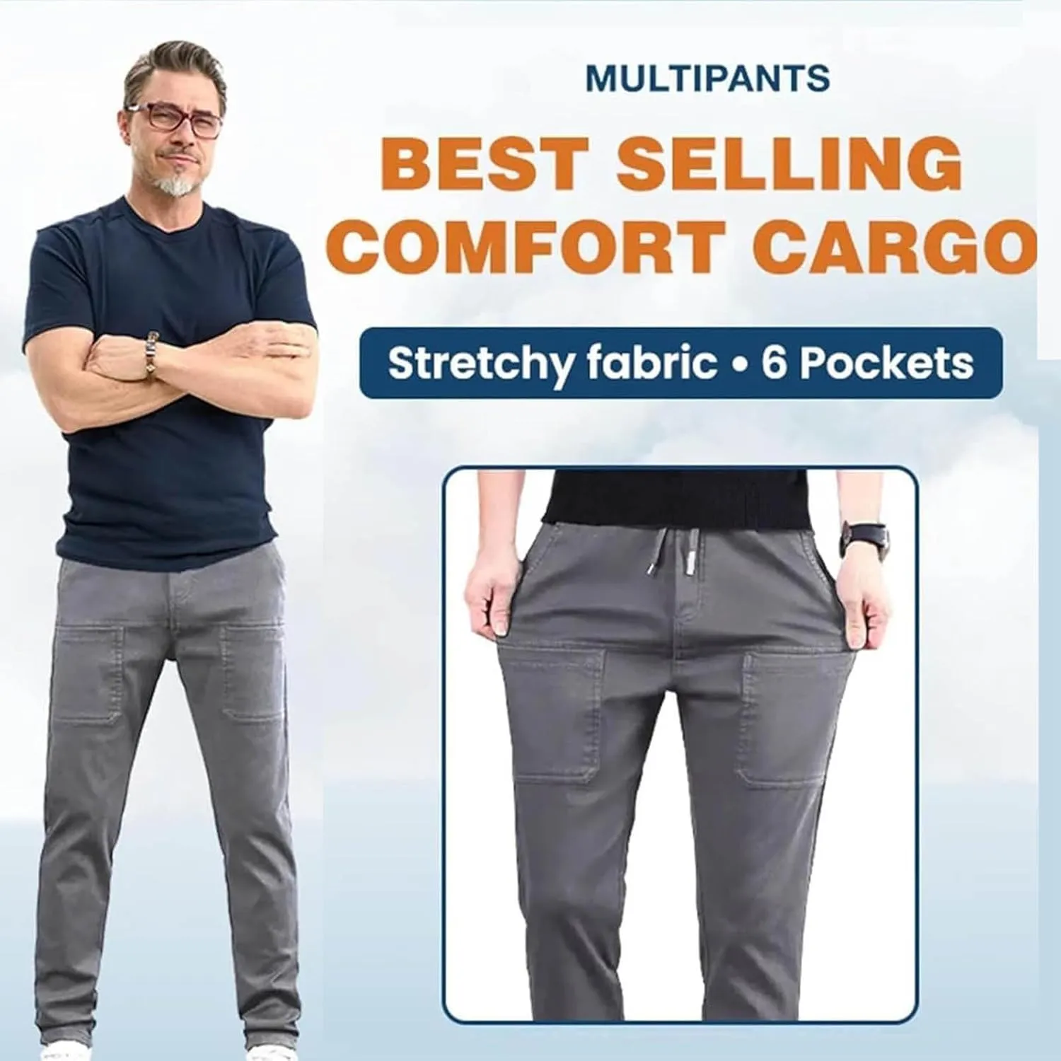 Mencomfy Cargo Pants, Multipants - High Stretch Multi-Pocket Durable Cargo Pants, Waterproof Manzera Cargo Pants