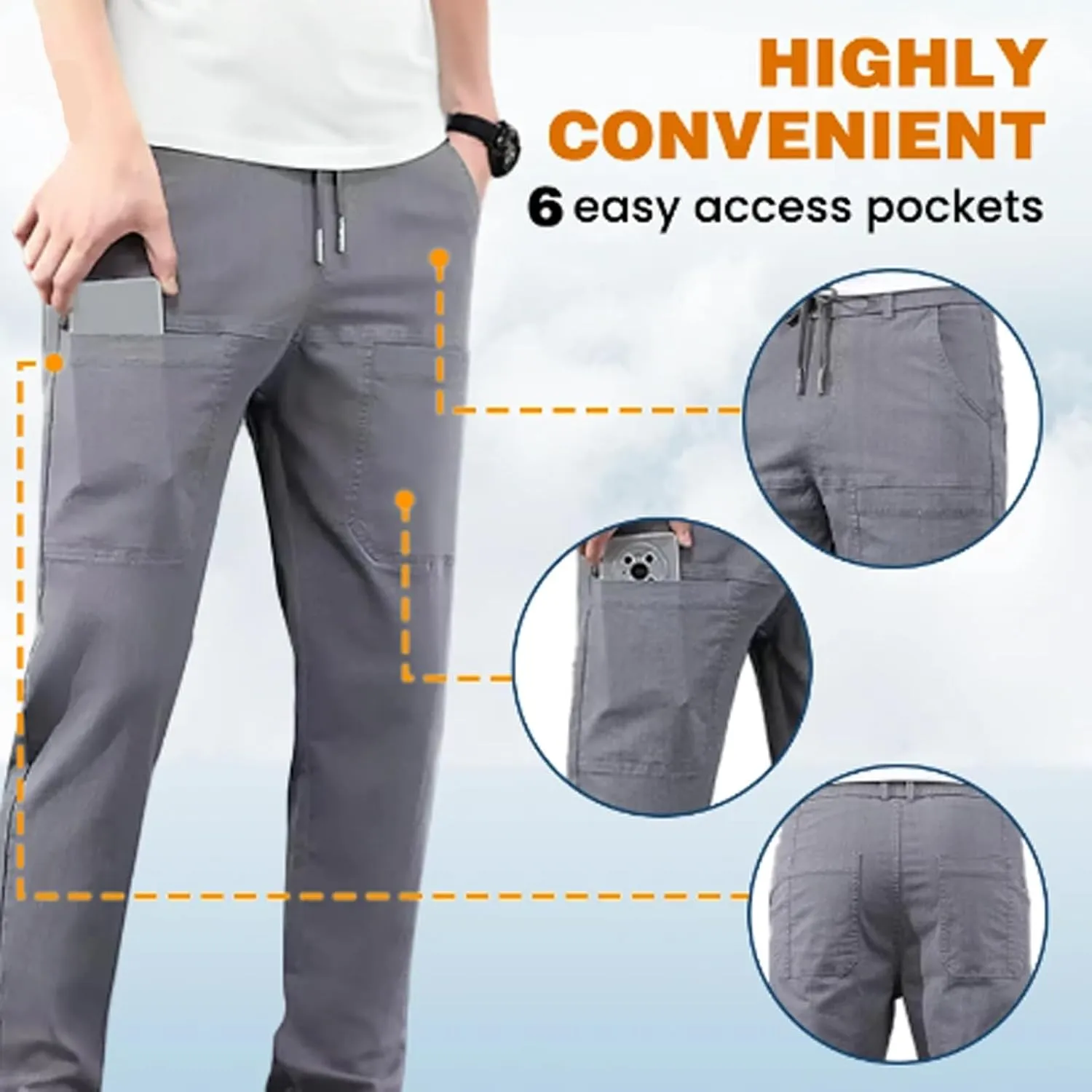 Mencomfy Cargo Pants, Sirmale Cargo Pants, Sirmale Multipants - High Stretch Multi-Pocket Cargo Pants-Dark Gray||XL