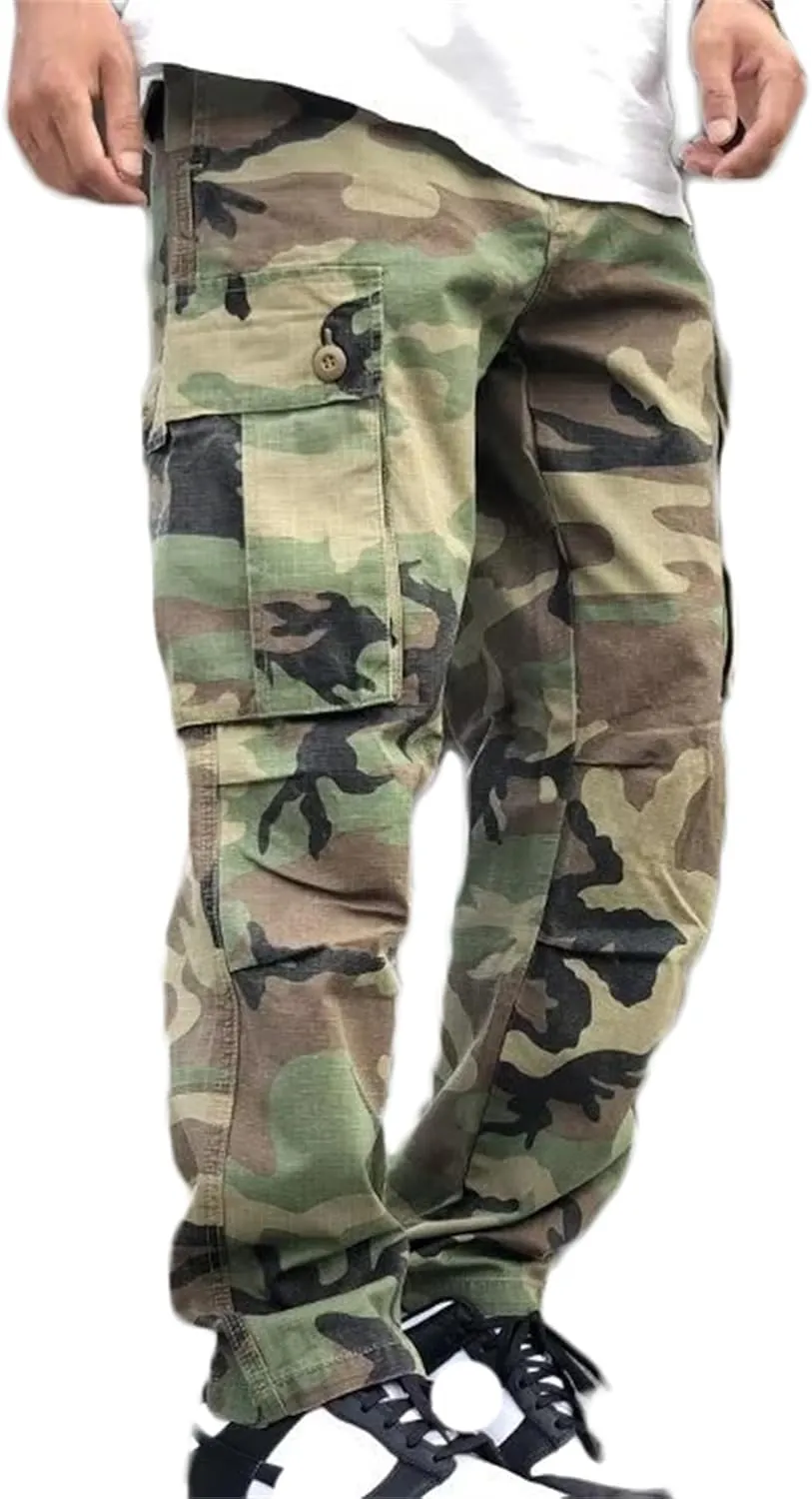 Men's Baggy Cargo Pants Casual Loose Multi Pockets Camouflage Trouser Lounge Camo Sweatpants Military Pants