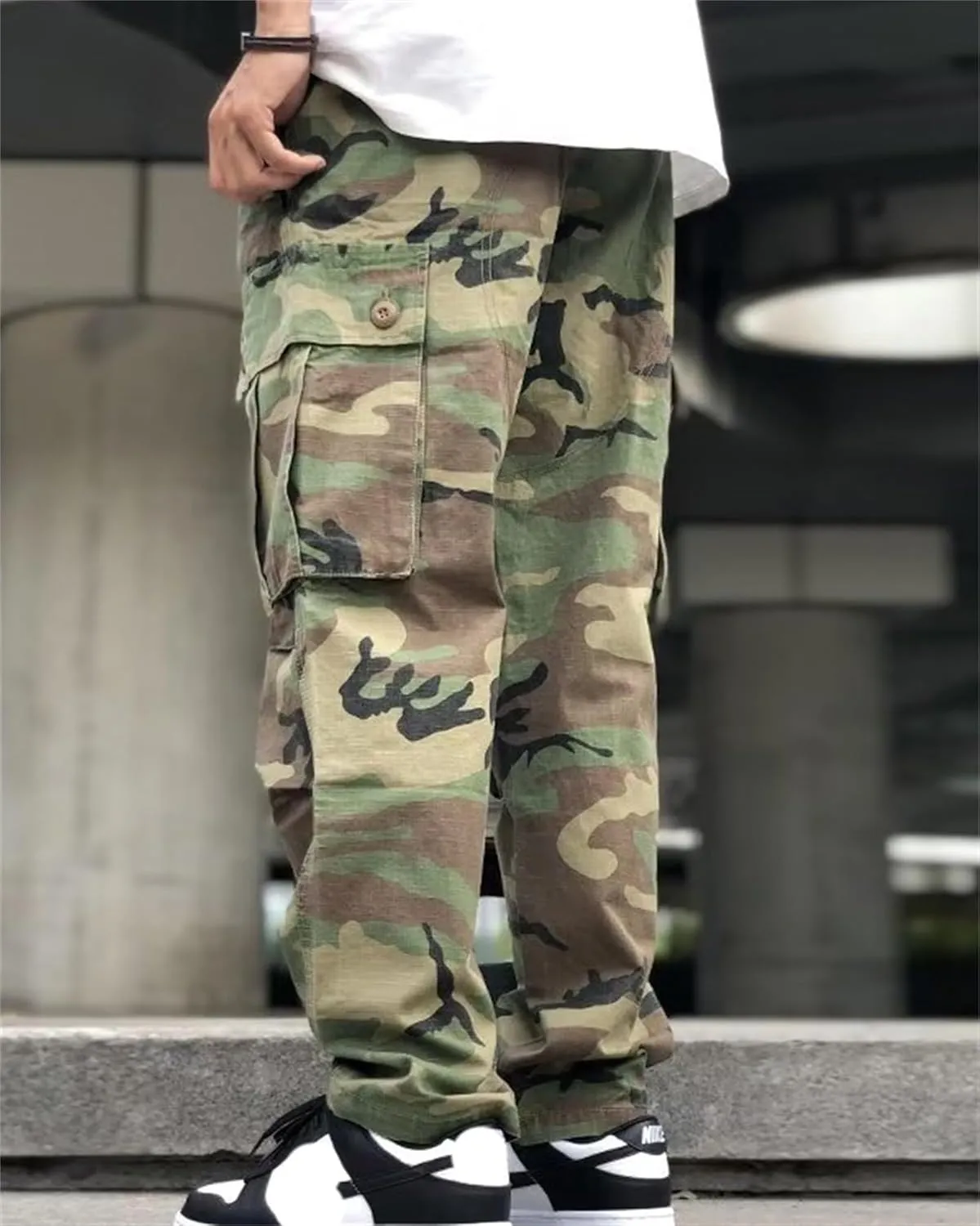 Men's Baggy Cargo Pants Casual Loose Multi Pockets Camouflage Trouser Lounge Camo Sweatpants Military Pants