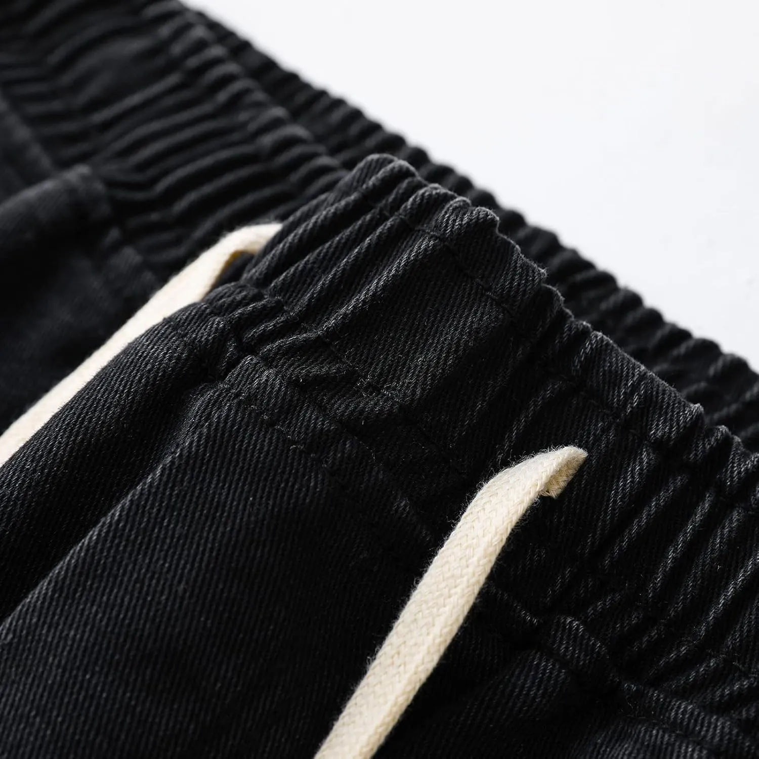 Mens Baggy Jeans Loose Fit Wide Leg Drawstring Denim Pants Summer Loose Casual Straight Legs Jeans Hip Hop Trousers