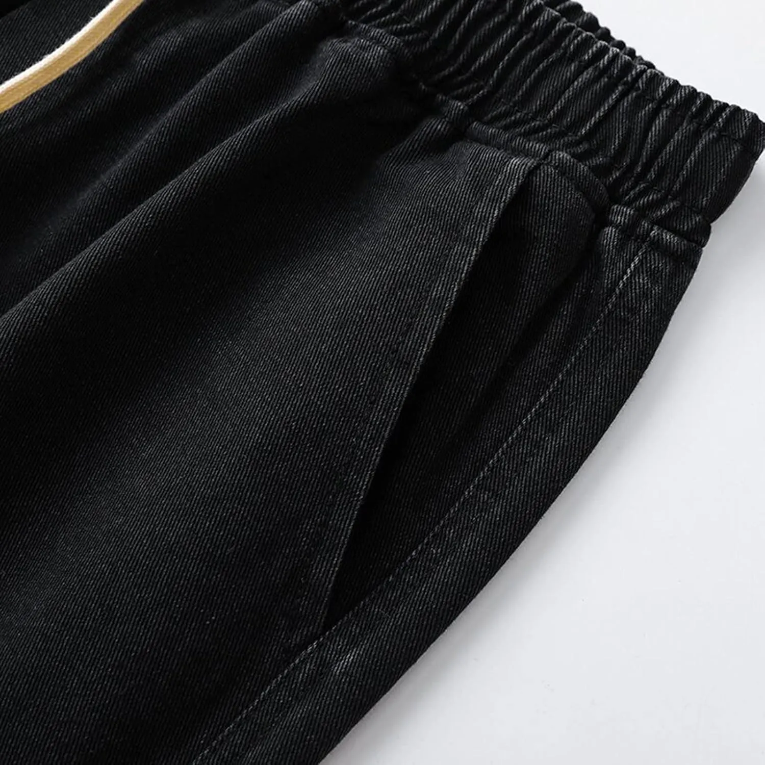 Mens Baggy Jeans Loose Fit Wide Leg Drawstring Denim Pants Summer Loose Casual Straight Legs Jeans Hip Hop Trousers