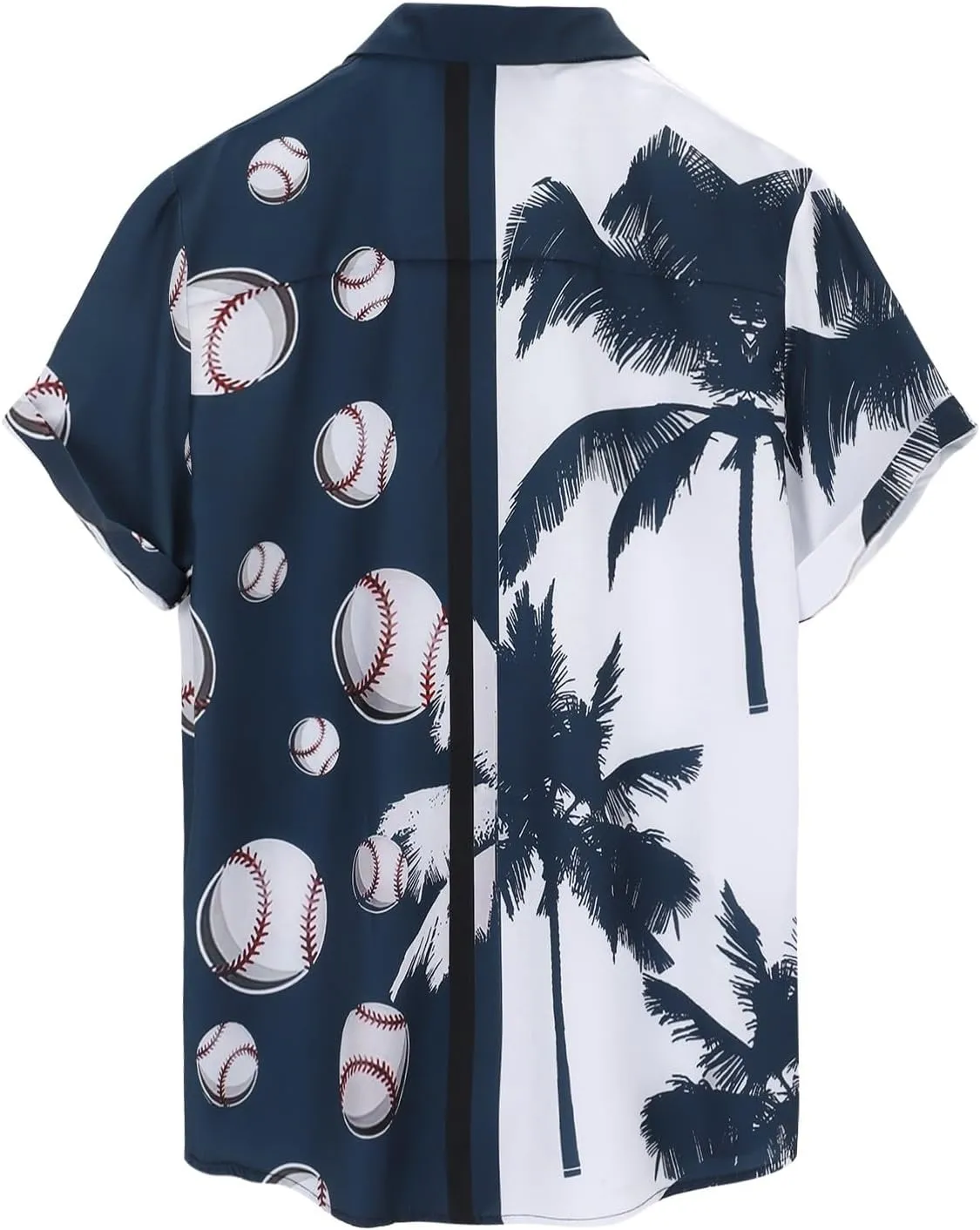 Men's Baseball Hawaiian Shirts Big and Tall Game Day Palm Trees Print Button Up Tshirts Summer Baseball Lover Tees