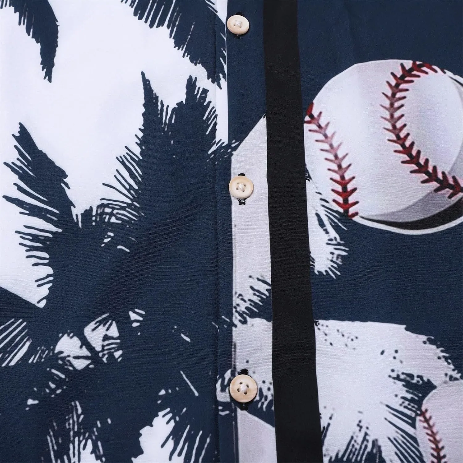 Men's Baseball Hawaiian Shirts Big and Tall Game Day Palm Trees Print Button Up Tshirts Summer Baseball Lover Tees