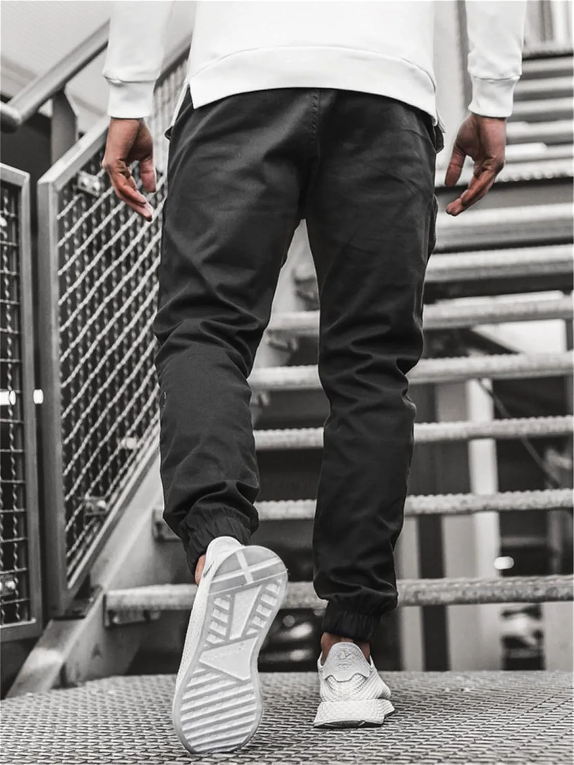 Men's Cargo Pants Multi Pocket Tapered Stretch Twill Cotton Slim Fit Work Camo Jogger Pants