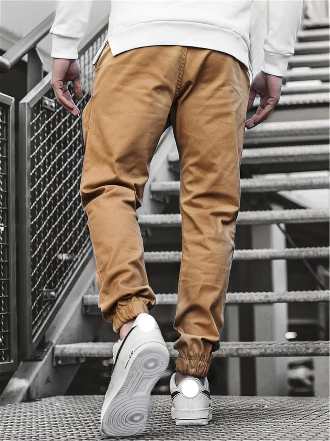 Men's Cargo Pants Multi Pocket Tapered Stretch Twill Cotton Slim Fit Work Camo Jogger Pants