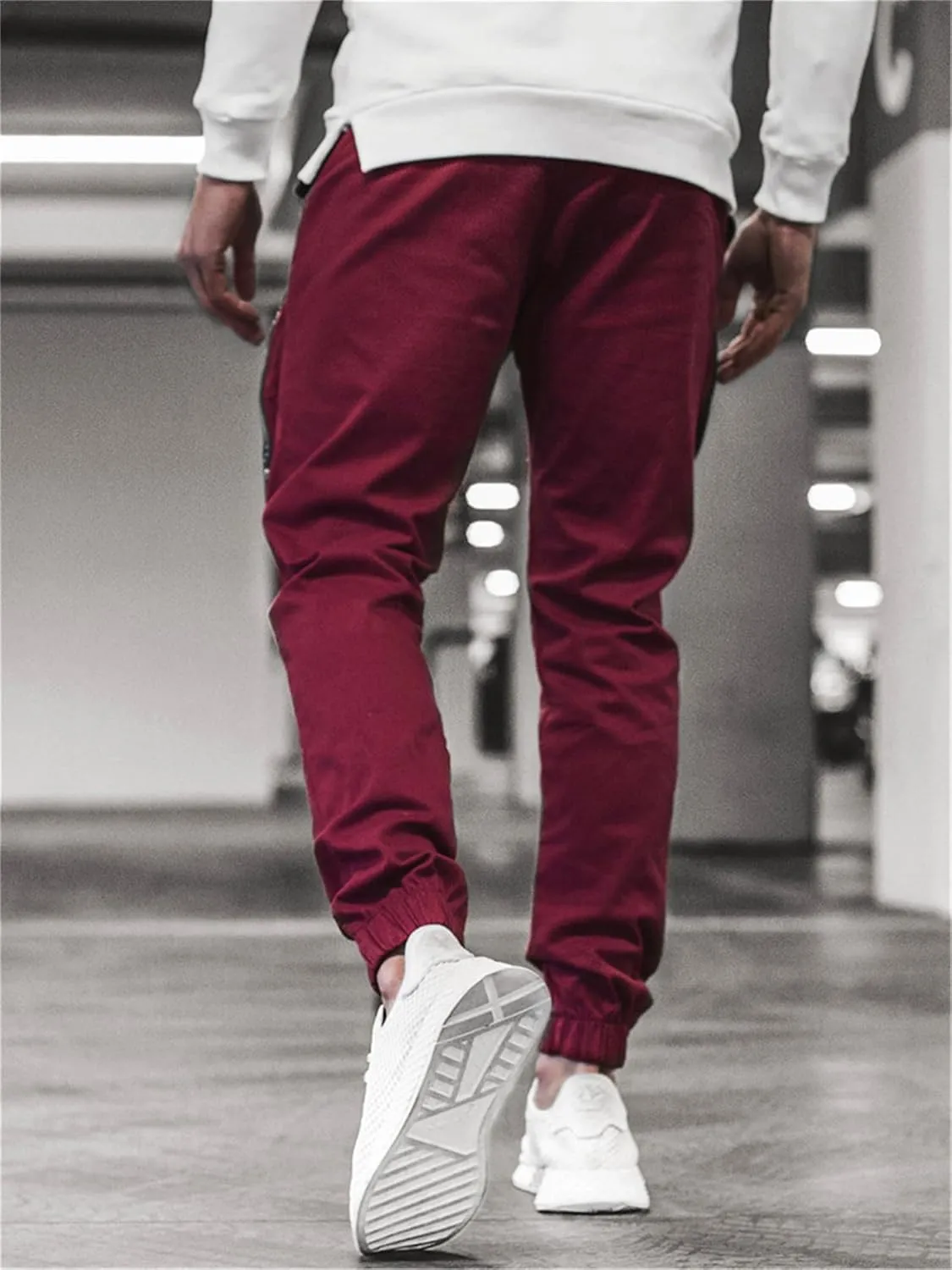 Men's Cargo Pants Multi Pocket Tapered Stretch Twill Cotton Slim Fit Work Camo Jogger Pants