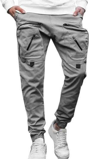Men's Cargo Pants Multi Pocket Tapered Stretch Twill Cotton Slim Fit Work Camo Jogger Pants