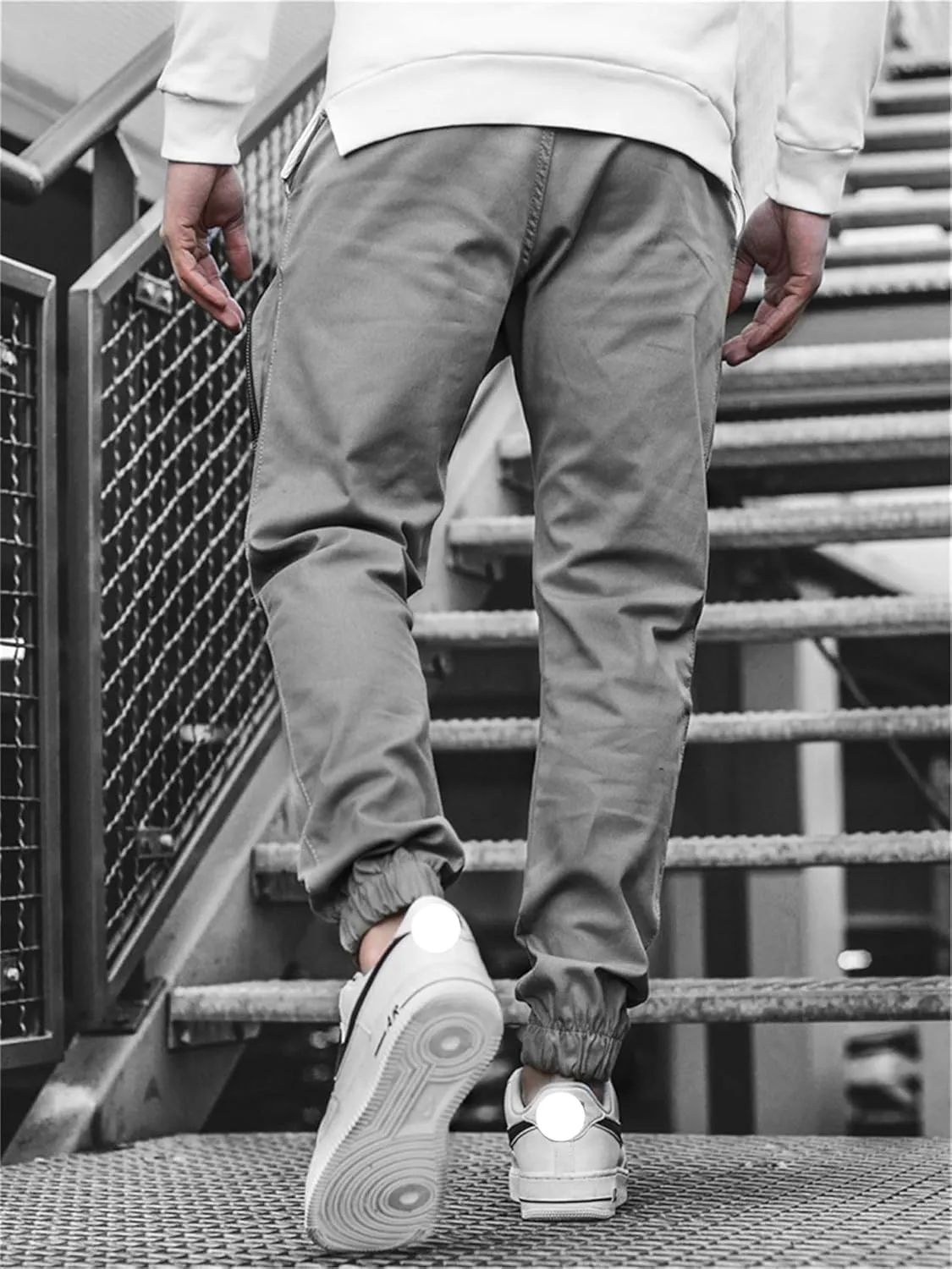 Men's Cargo Pants Multi Pocket Tapered Stretch Twill Cotton Slim Fit Work Camo Jogger Pants