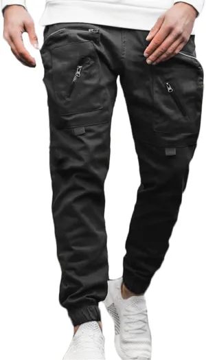 Men's Cargo Pants Multi Pocket Tapered Stretch Twill Cotton Slim Fit Work Camo Jogger Pants