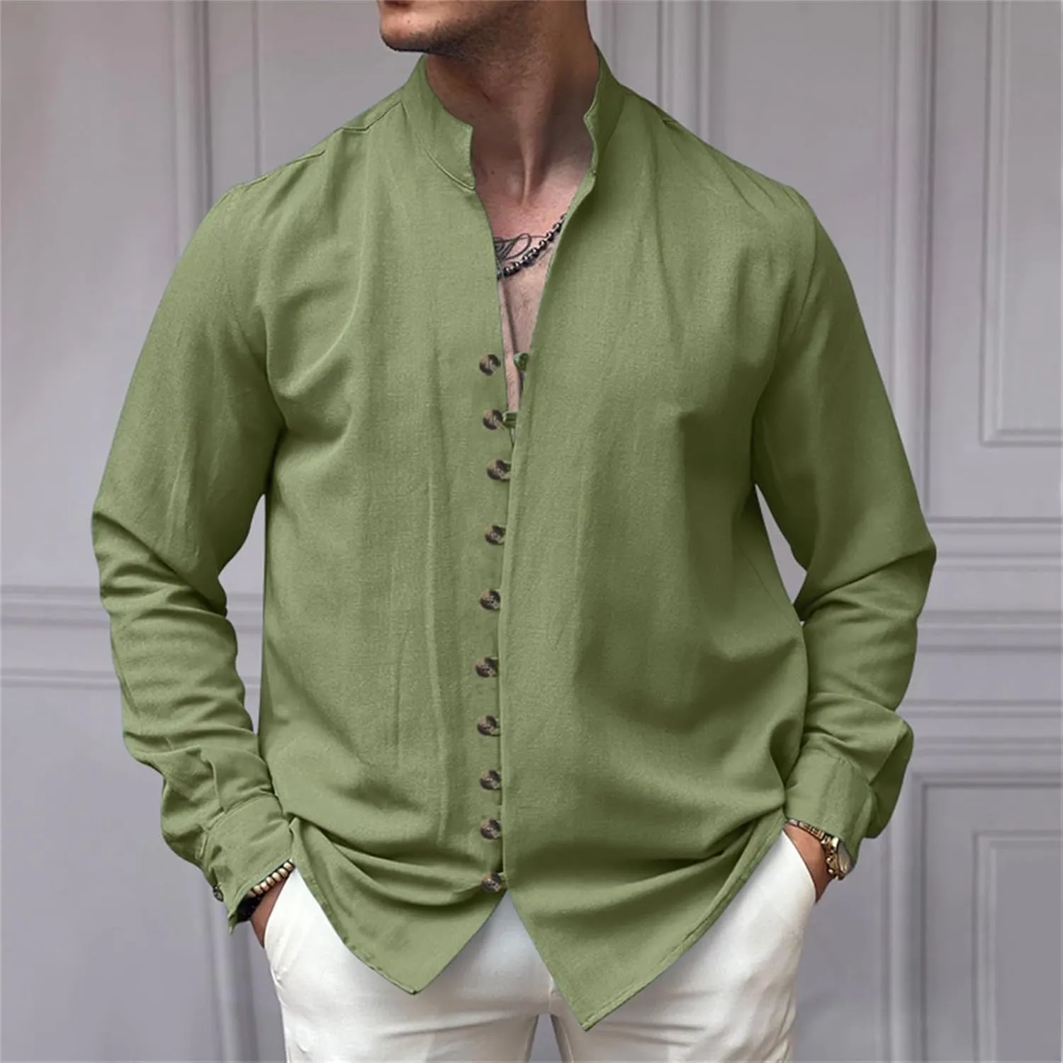 Mens Casual Button Down Shirts Lightweight Flannel Plaid Shirt Jacket Stretch Long Sleeve Checkered Business Shirts