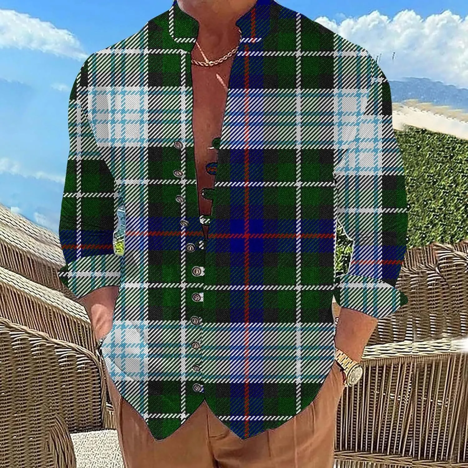 Mens Casual Button Down Shirts Lightweight Flannel Plaid Shirt Jacket Stretch Long Sleeve Checkered Business Shirts