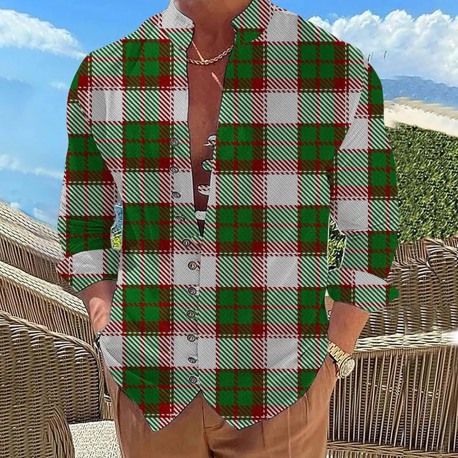 Mens Casual Button Down Shirts Lightweight Flannel Plaid Shirt Jacket Stretch Long Sleeve Checkered Business Shirts
