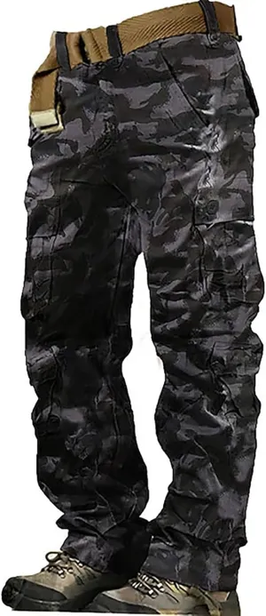 Men's Casual Cargo Pants Zipper Middle Waist Denim Long Pants Mens Loose Cargo Pants Men's Camo Cargo Pants