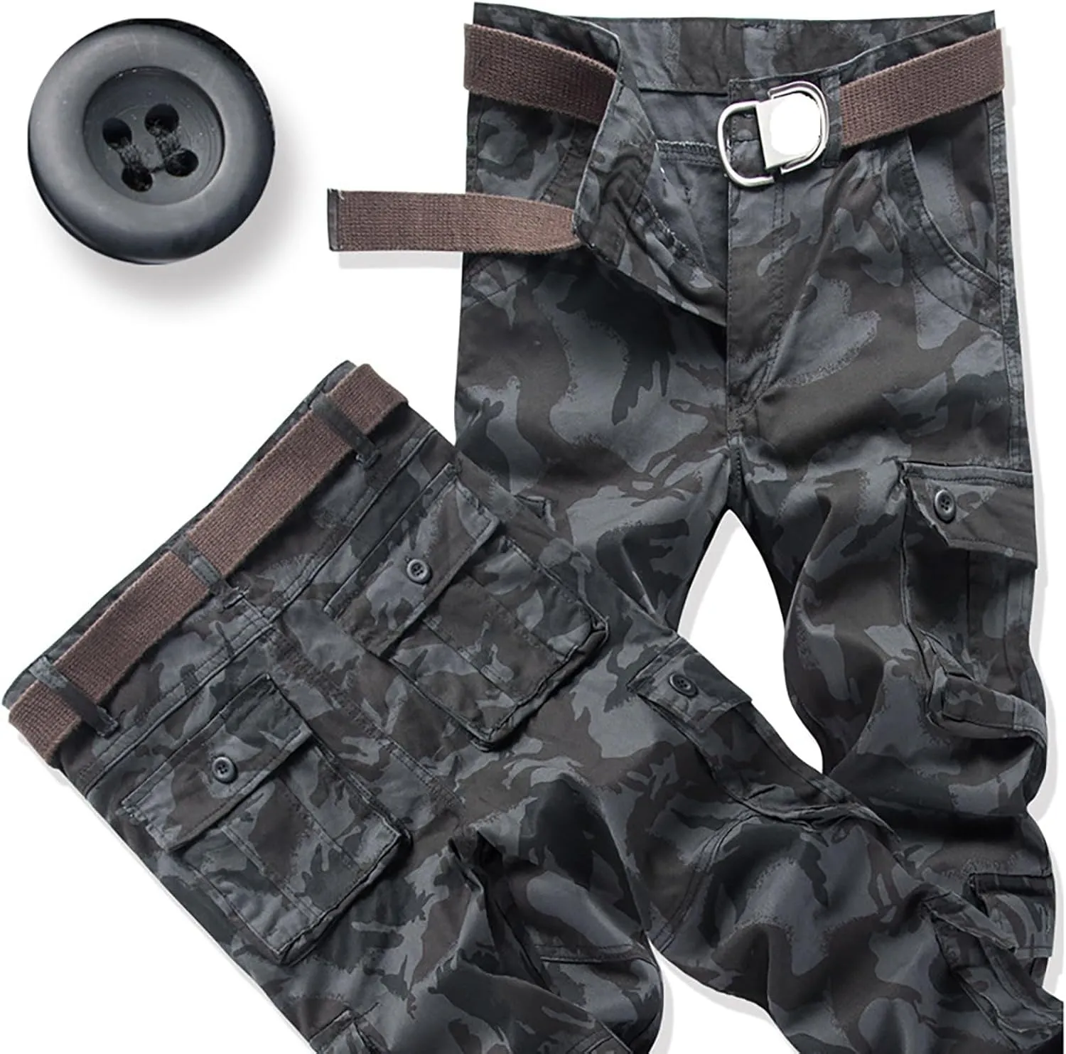 Men's Casual Cargo Pants Zipper Middle Waist Denim Long Pants Mens Loose Cargo Pants Men's Camo Cargo Pants