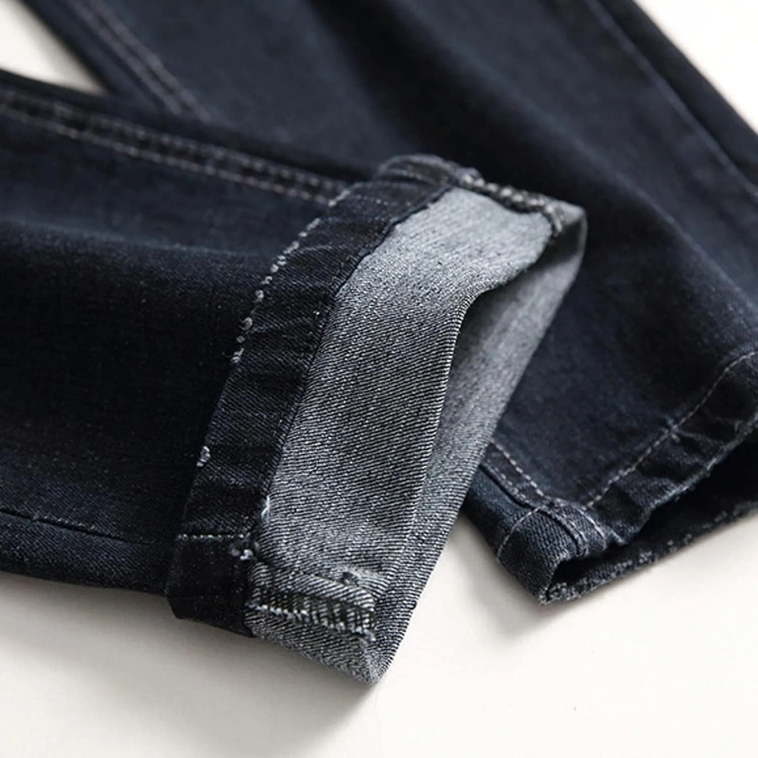Mens Casual Slim Fit Jeans Stretch Hip Hop Distressed Ripped Skinny Zip Denim Pants Fashion Straight Leg Washed Jean Trousers