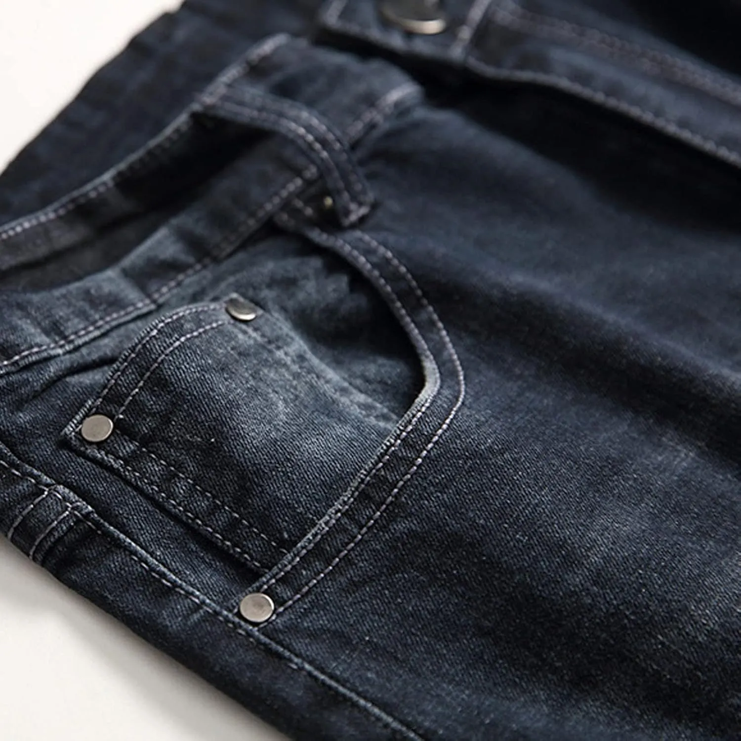 Mens Casual Slim Fit Jeans Stretch Hip Hop Distressed Ripped Skinny Zip Denim Pants Fashion Straight Leg Washed Jean Trousers