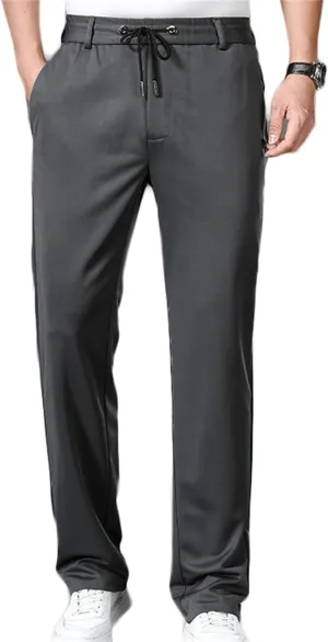 Men's Chino Pants Elastic Waist Drawstring Casual Trouser Winter Straight-Legs Loose Beach Yoga Pants