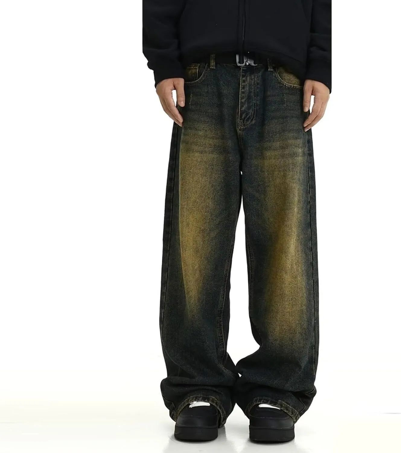 Men's Classic Fit Bootcut Jeans Denim Pants Casual Loose Fit Long Trousers