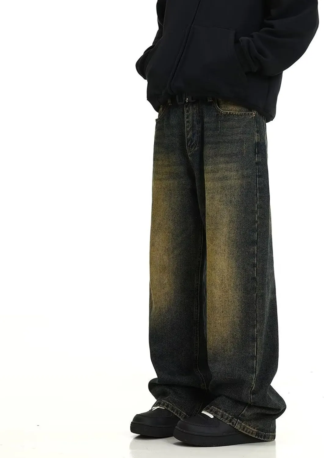 Men's Classic Fit Bootcut Jeans Denim Pants Casual Loose Fit Long Trousers