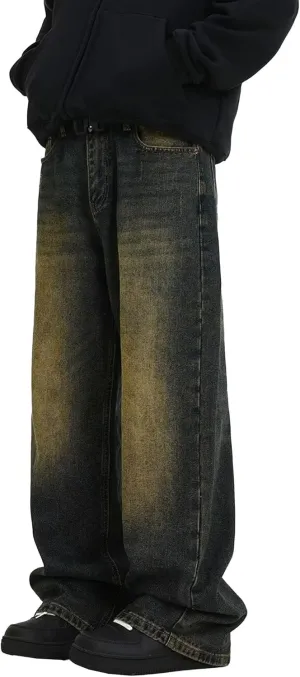 Men's Classic Fit Bootcut Jeans Denim Pants Casual Loose Fit Long Trousers
