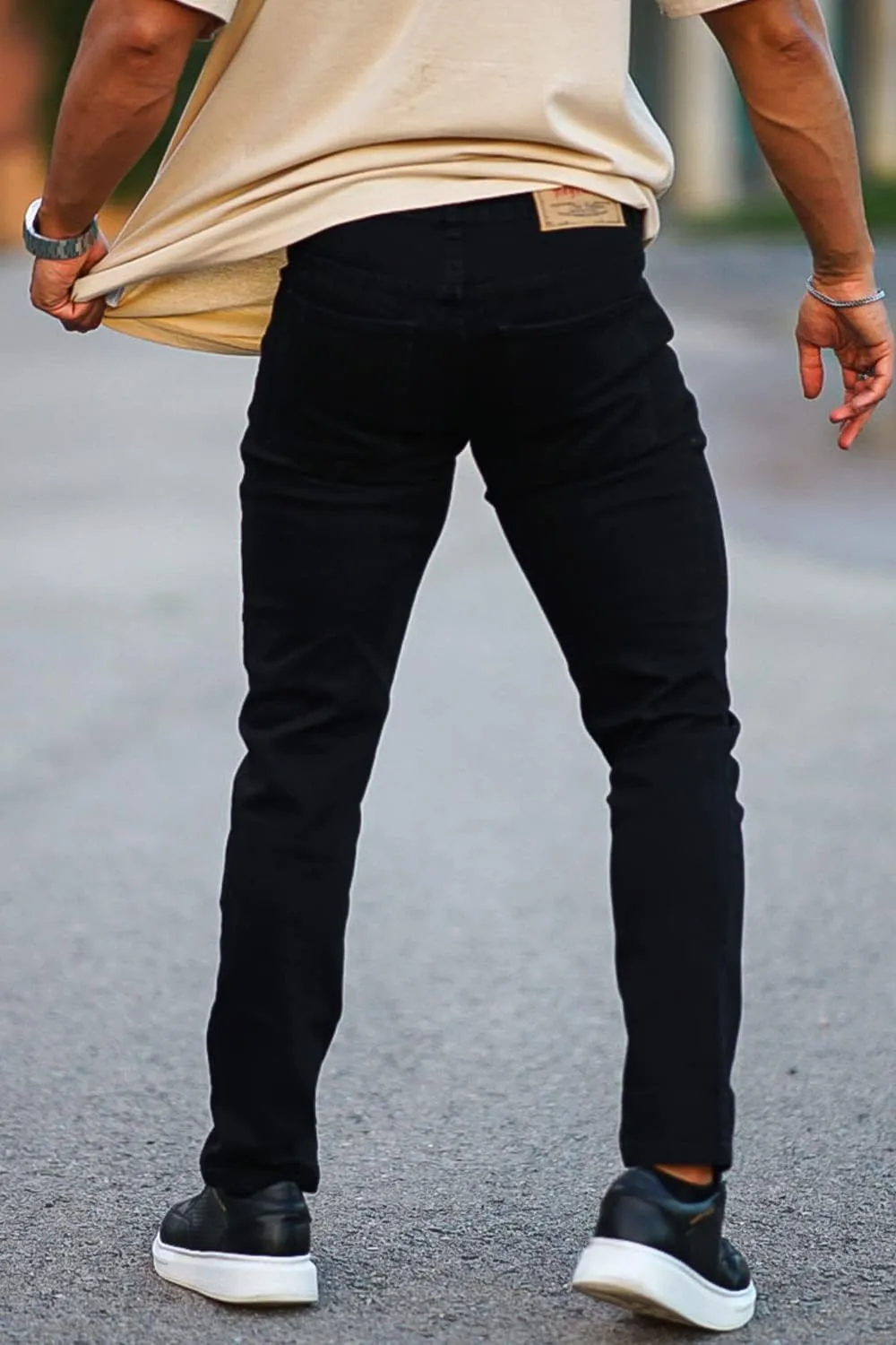 Men's Classic Slim Fit Stretchy Jeans for Men Skinny Flex Denim Pants Ripped Designer