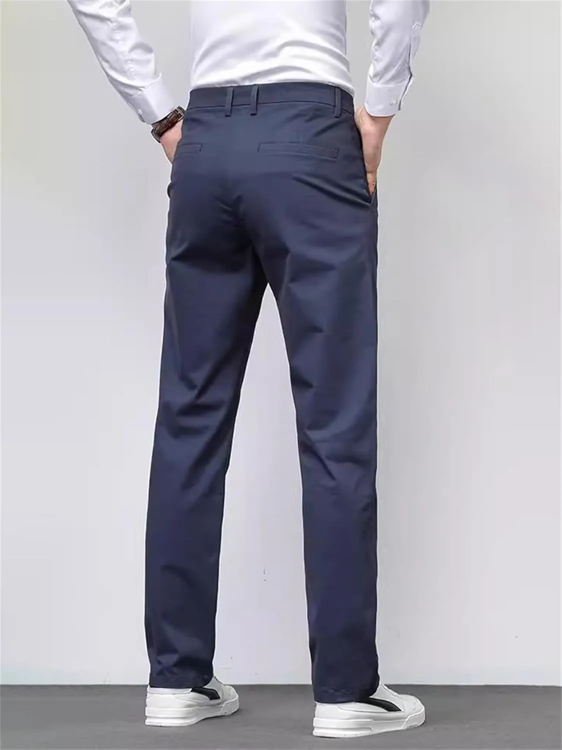Men's Classic Stretch Dress Pants Slim Fit Skinny Suit Pants