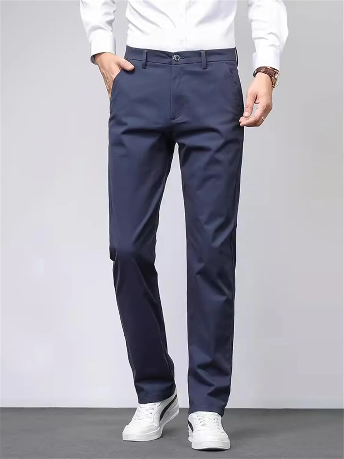Men's Classic Stretch Dress Pants Slim Fit Skinny Suit Pants