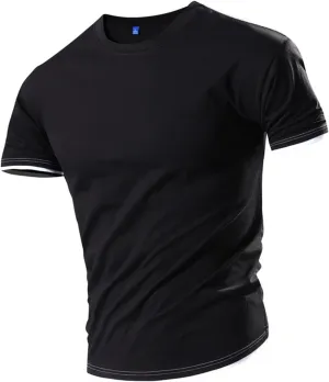 Men's Cotton T-Shirts Sport Quick Dry Lightweight Workout Running Shirts Muscle Fit Short Sleeve Bodybuilding Gym Tees