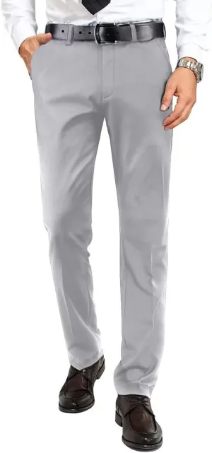 Mens Dress Pants Formal Slim Fit Tuxedo Expandable Waist Flat Front Slacks Pant for Men Groomsmen Business Work Classic