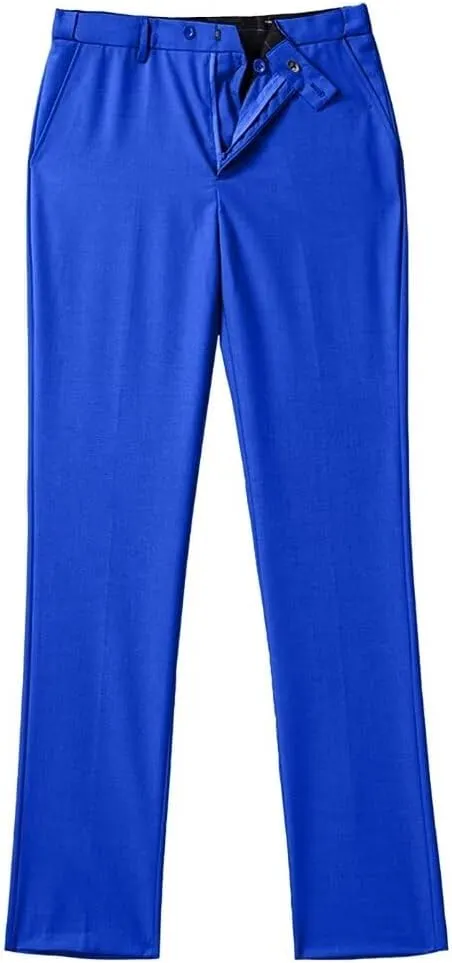 Mens Dress Pants Formal Slim Fit Tuxedo Expandable Waist Flat Front Slacks Pant for Men Groomsmen Business Work Classic